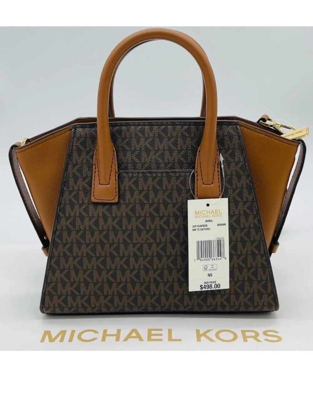 Michael Kors Avril Small Satchel Crossbody Brown NWT
